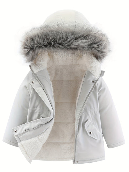 Jezen - Gewatteerde Winterparka met Imitatiebont voor Meisjes