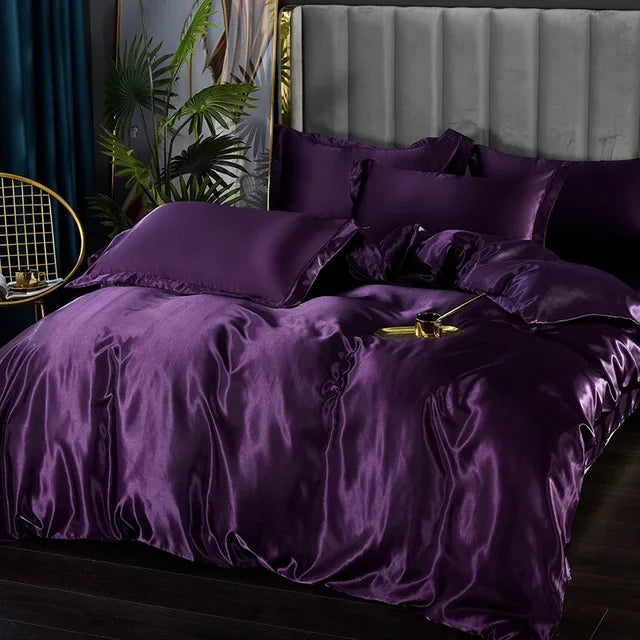 Luxe 4-Delige Zijde Satijnen Beddengoed Set – SilkLuxe