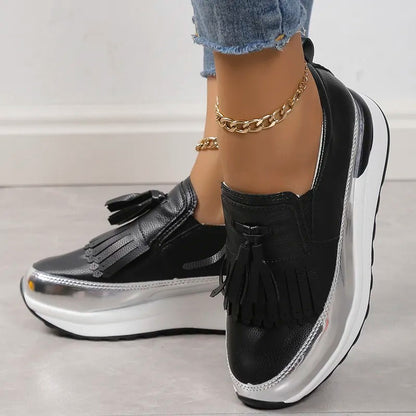 Dames sneakers met plateauzool en speelse franjes – FREYA FRINGE - Glamorix