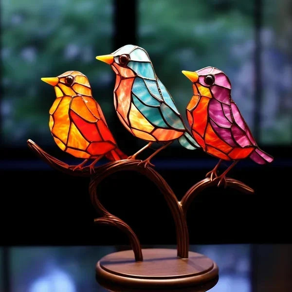 EleganBird – Luxe Gekleurde Glazen Vogelbeeldjes