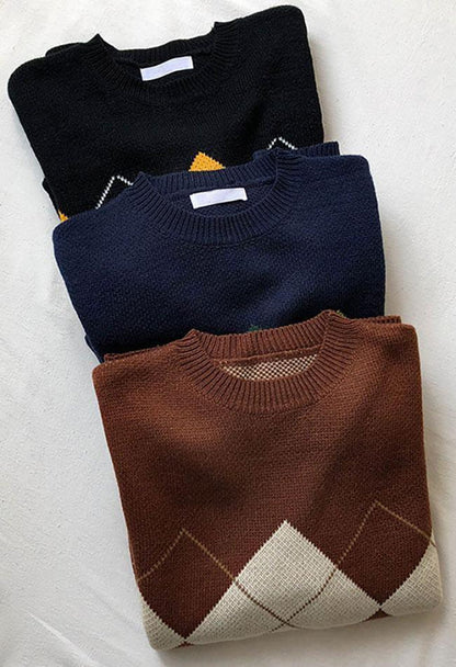 ARGYLE CHIC - Stijlvolle Pullover met Trendy Argyle Patroon
