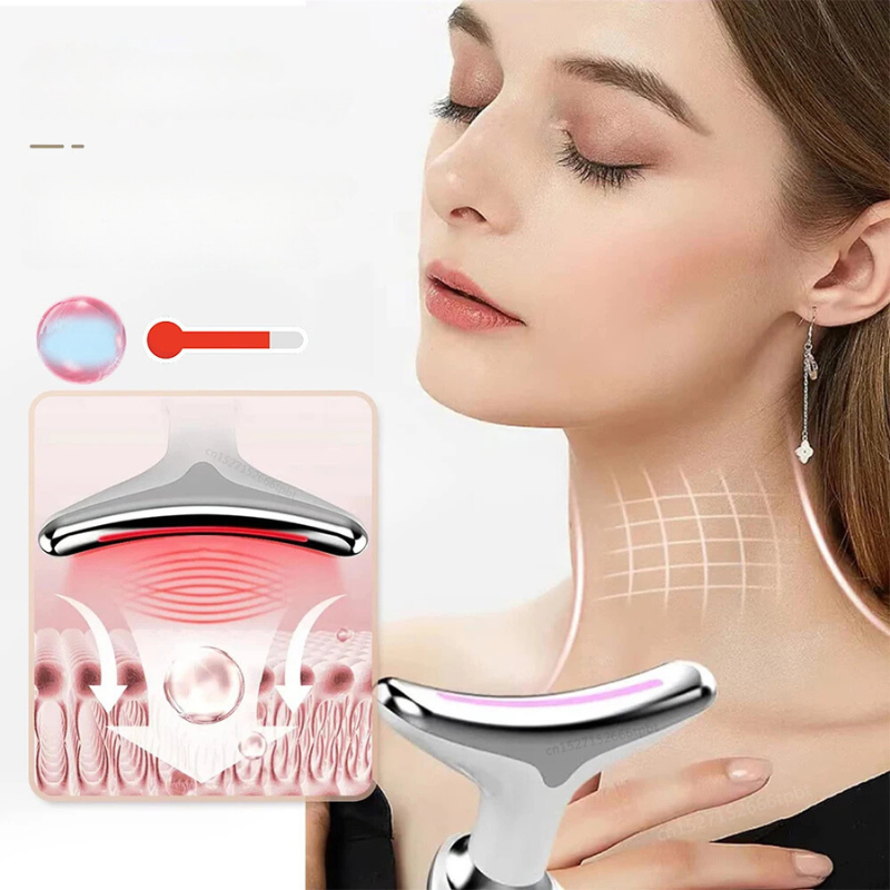 EMS hals- en gezichtsmassager met LED huidverstrakking – LIFTURA AGEDEFY - Glamorix