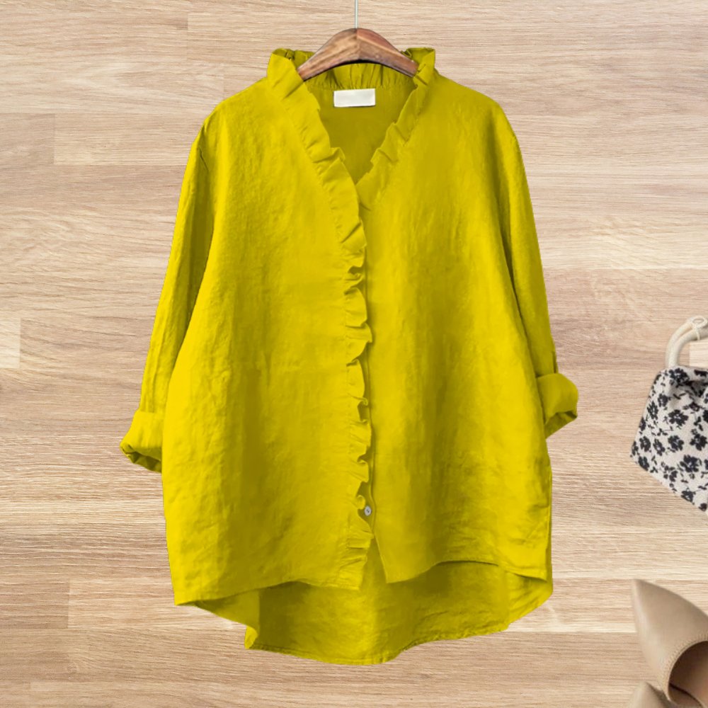 Lysandra - Losvallende blouse met ruffle kraag voor dames - Glamorix