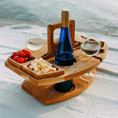 Opvouwbare picknicktafel met wijnglashouders en flesuitsparing – VINORA PICNICTABLE - Glamorix