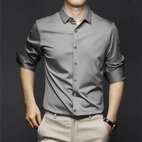 LUCAS - Slim fit herenoverhemd met opgerolde mouwen