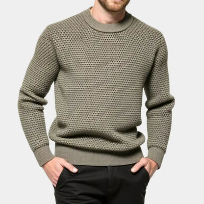 Gebreide heren trui met structuur en ronde hals – LERION - Glamorix