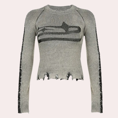 LINA - Versleten slim fit gebreide top voor dames
