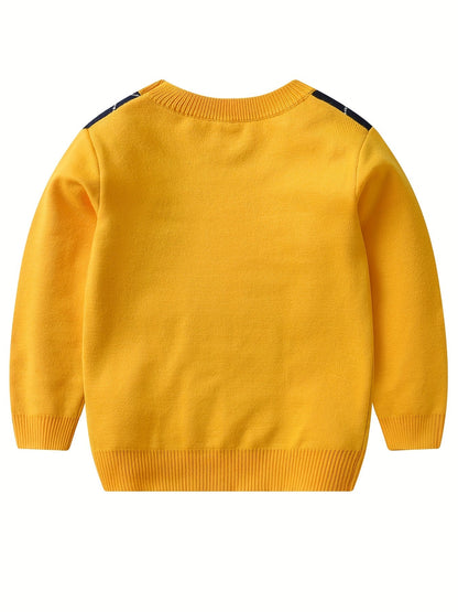 NOAH - Jongens gebreide sweater met argyle patroon en lange mouwen