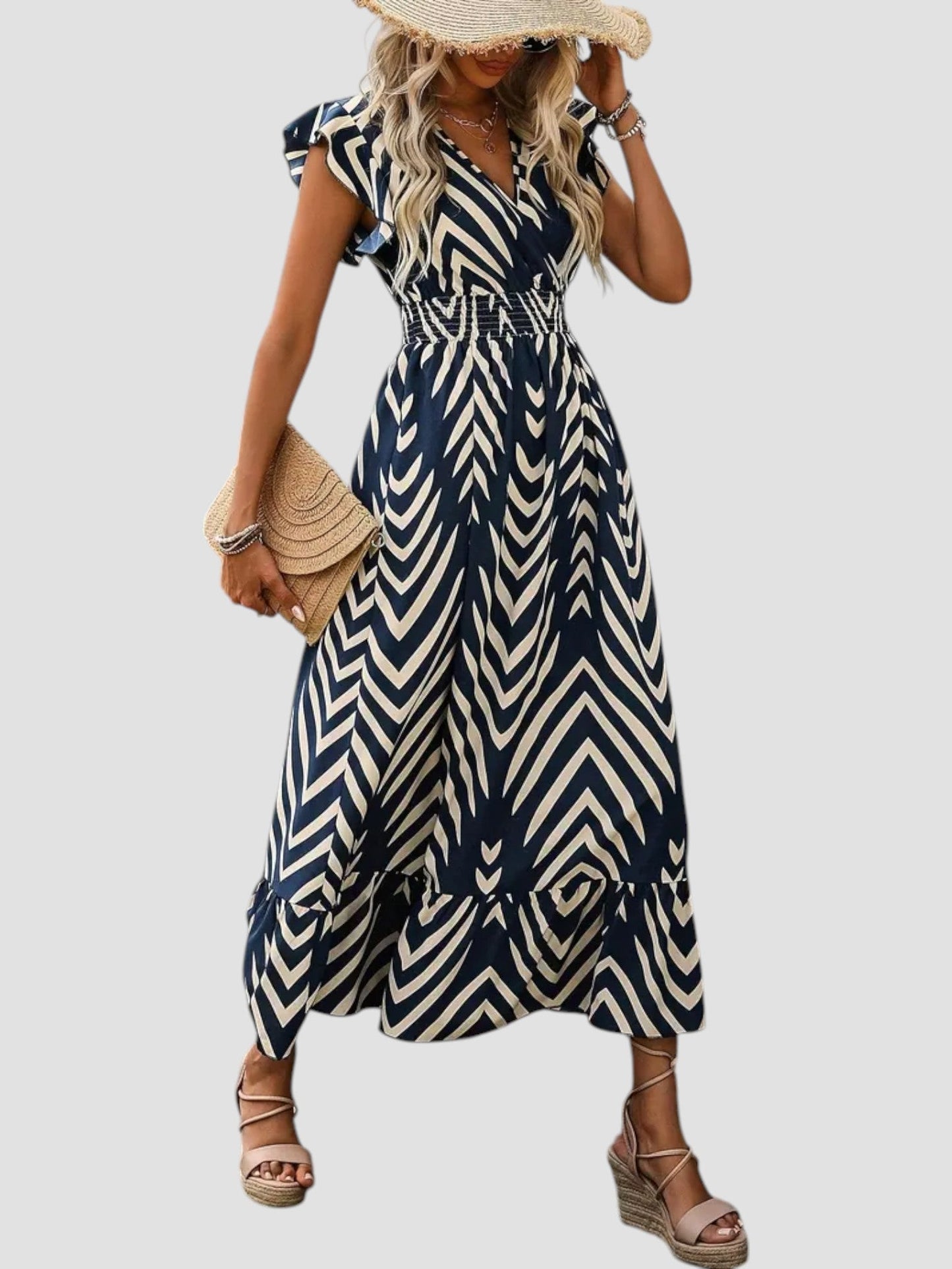 Vrouwen - Zomerjurk - A-lijn Silhouet - Grafische Print - Luchtige Charme - Glamorix