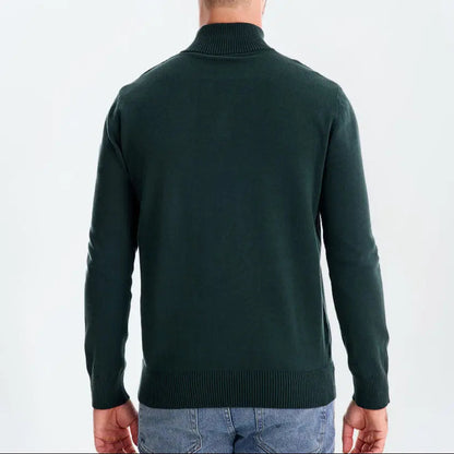 EDGAR – Gestreepte heren trui met halve rits en moderne look