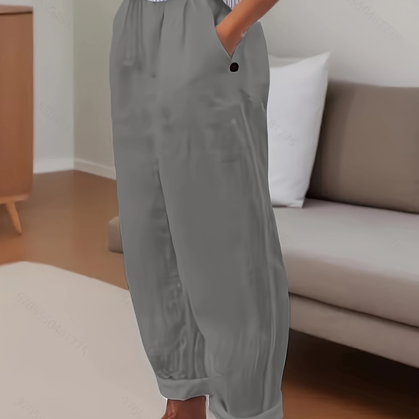 Relaxed fit damesbroek met hoge taille en omslagzoom – VARELIA TAILOR - Glamorix