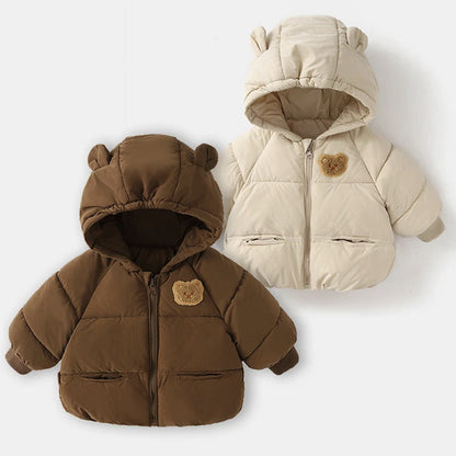 TEDDY - Peuter pufferjas met berenoren en capuchon