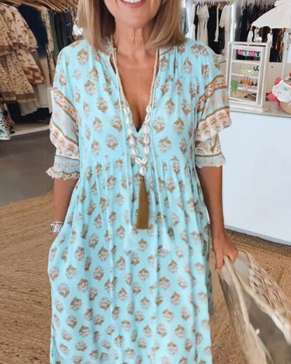 Boho maxi-jurk met speelse print en luchtige pasvorm – ZAYA NOMAD - Glamorix