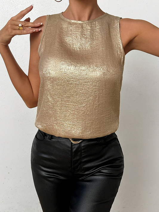 Lichte Vrouwen Blouse met Glanzende Metallic Afwerking voor Feestelijke Gelegenheden – LUNA SHINE - Glamorix