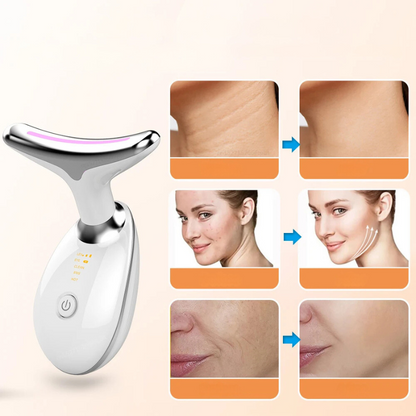 EMS hals- en gezichtsmassager met LED huidverstrakking – LIFTURA AGEDEFY - Glamorix
