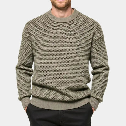 Gebreide heren trui met structuur en ronde hals – LERION - Glamorix