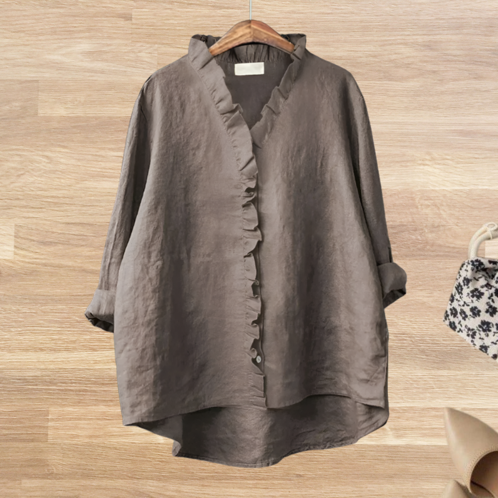 Lysandra - Losvallende blouse met ruffle kraag voor dames - Glamorix