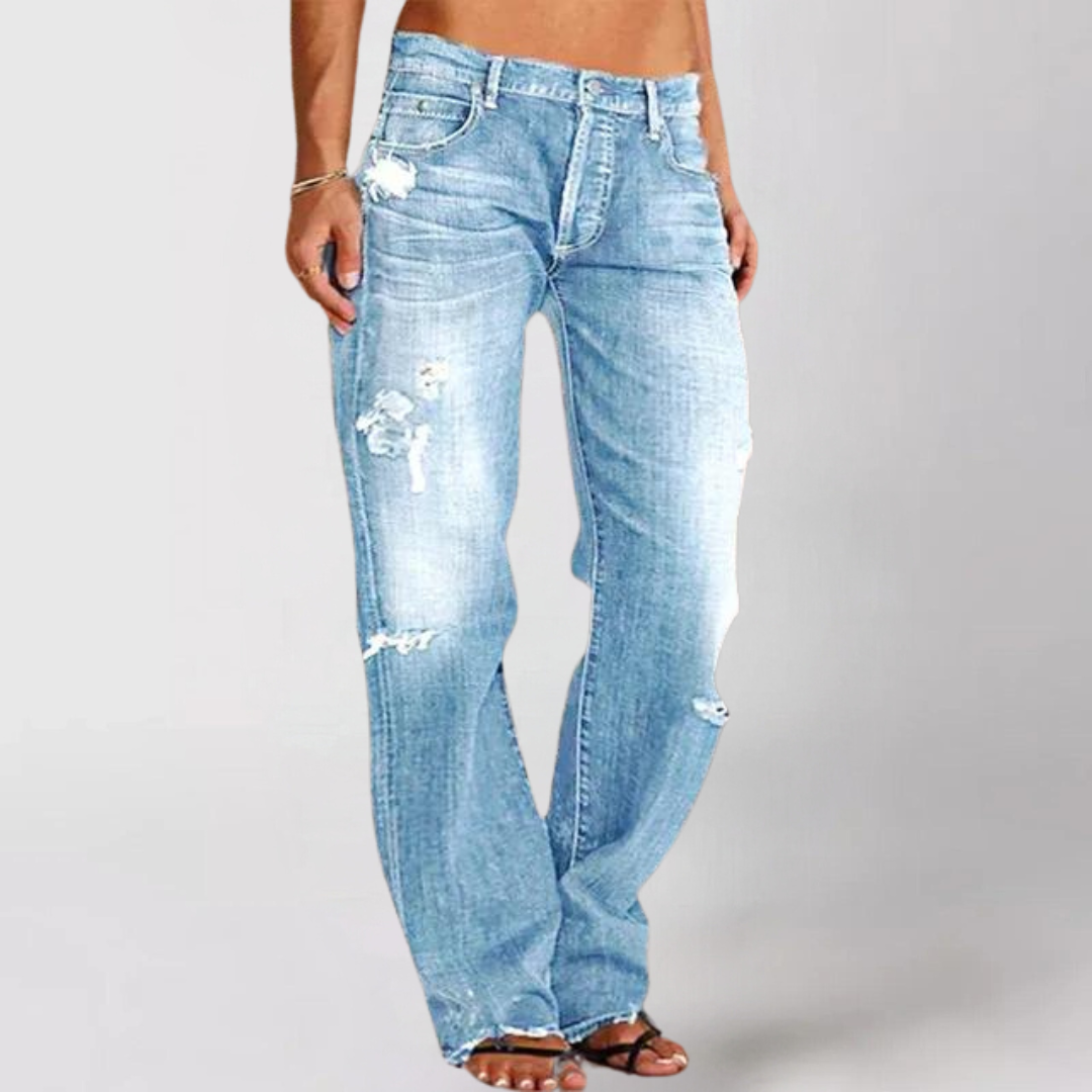 Stijlvolle denim jeans met wijde pijpen – NOVA JEANS