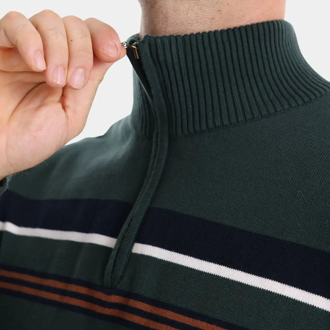 EDGAR – Gestreepte heren trui met halve rits en moderne look