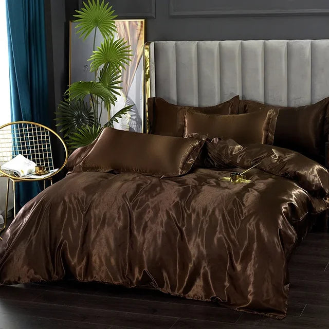 Luxe 4-Delige Zijde Satijnen Beddengoed Set – SilkLuxe