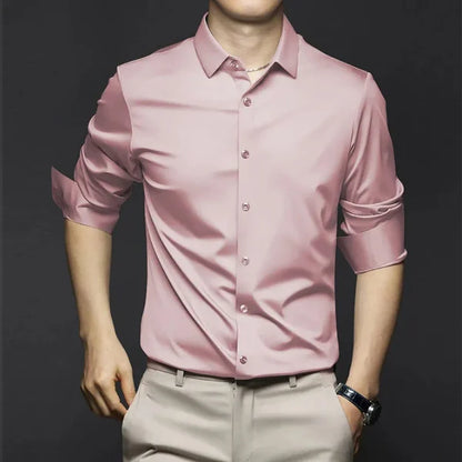 LUCAS - Slim fit herenoverhemd met opgerolde mouwen