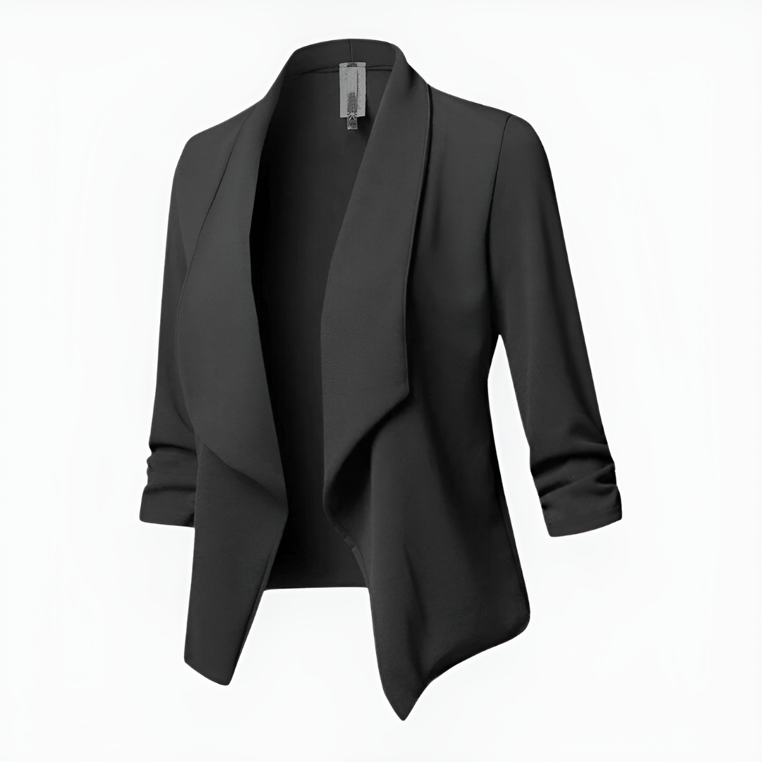 Elegante damesblazer met open voorkant en 3/4-mouwen – CLARISSA GRACE - Glamorix