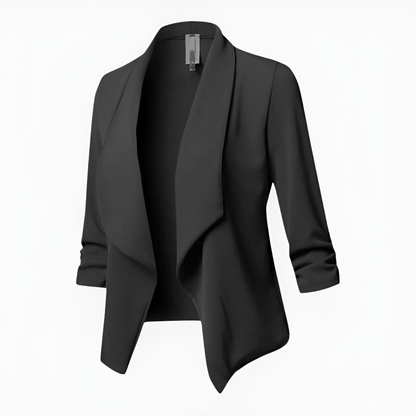 Elegante damesblazer met open voorkant en 3/4-mouwen – CLARISSA GRACE - Glamorix