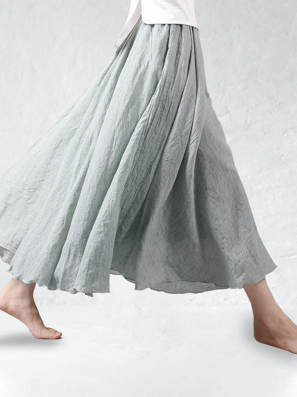 Linnen maxi-rok met hoge taille en zwierige pasvorm – AerisLoom - Glamorix