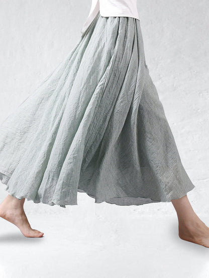 Linnen maxi-rok met hoge taille en zwierige pasvorm – AerisLoom - Glamorix