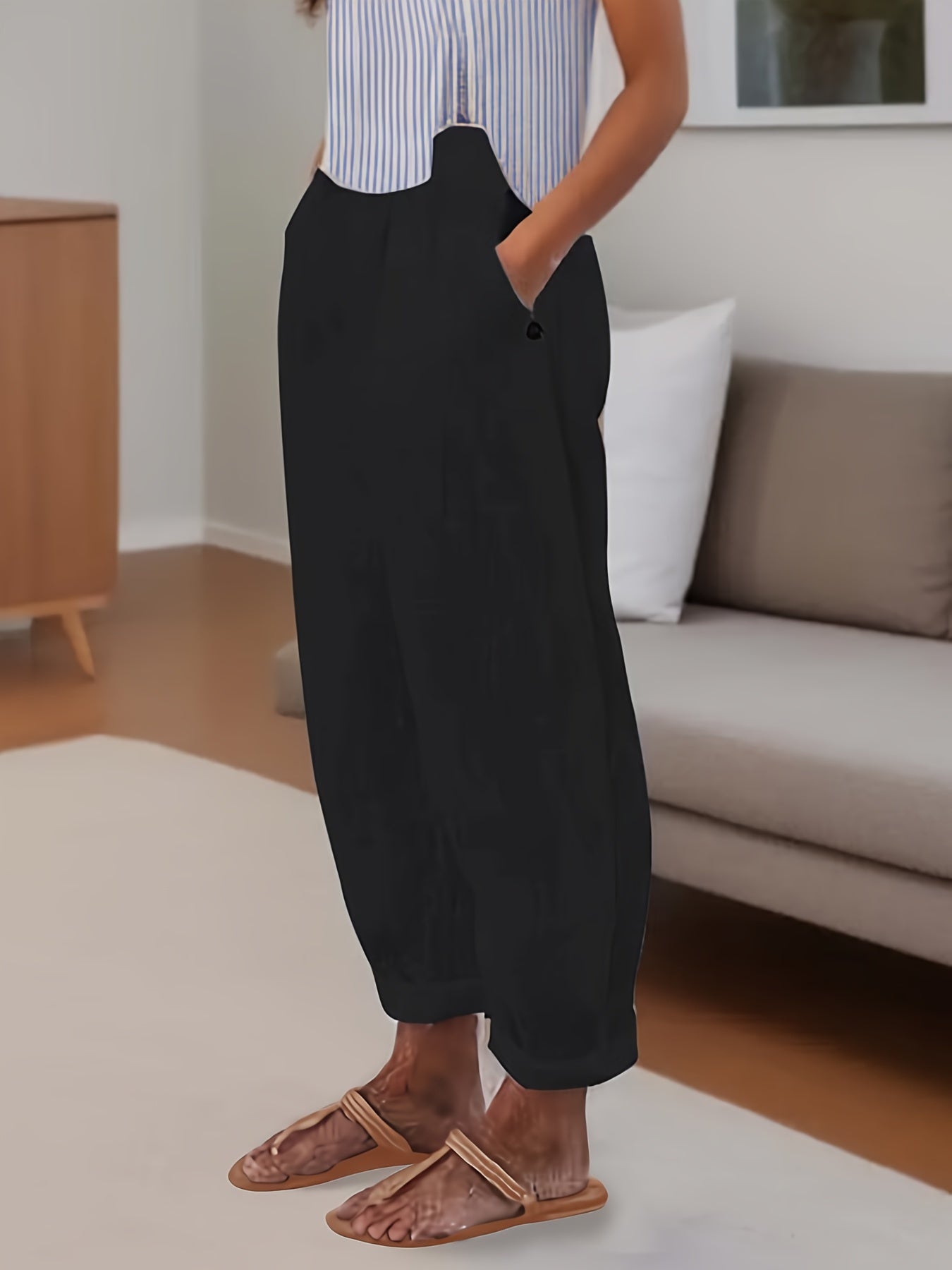 Relaxed fit damesbroek met hoge taille en omslagzoom – VARELIA TAILOR - Glamorix