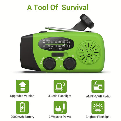 Compacte noodradio met 2000mAh powerbank en zonne-opladen – SOLISURVIVE MINI - Glamorix