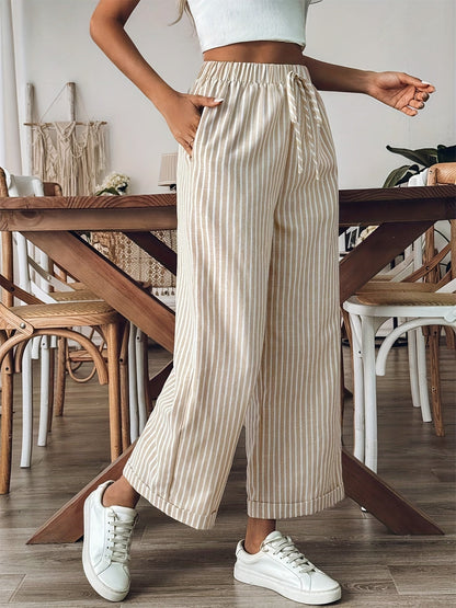 Stijlvolle gestreepte damesbroek met elastische tailleband – NOVA STRIPE