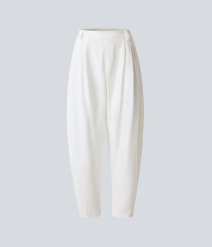 Losvallende damesbroek met hoge taille en elegante valling – AUREA DRAPE - Glamorix