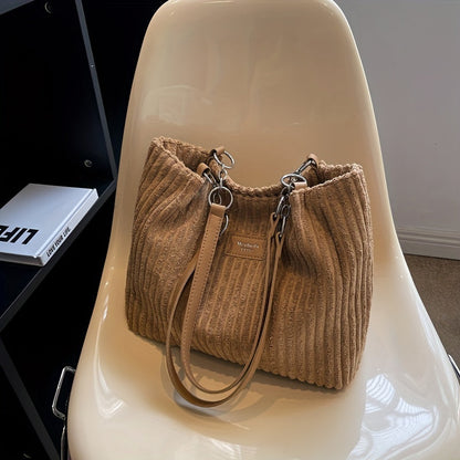 Trendy corduroy schoudertas met kettingriem – VelvetCordia - Glamorix