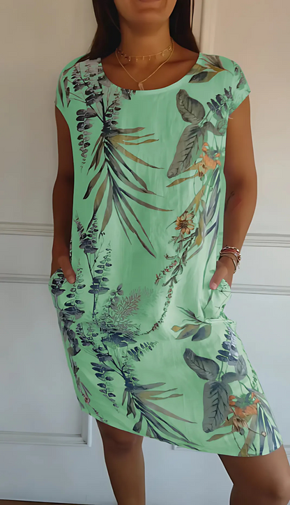 LUNARA – Comfortabele damesjurk met ronde hals en moeiteloze elegantie