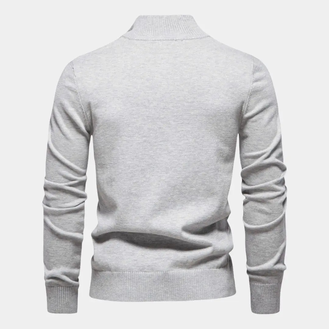 EDGAR – Gestreepte heren trui met halve rits en moderne look