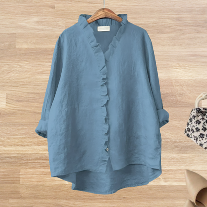 Lysandra - Losvallende blouse met ruffle kraag voor dames - Glamorix