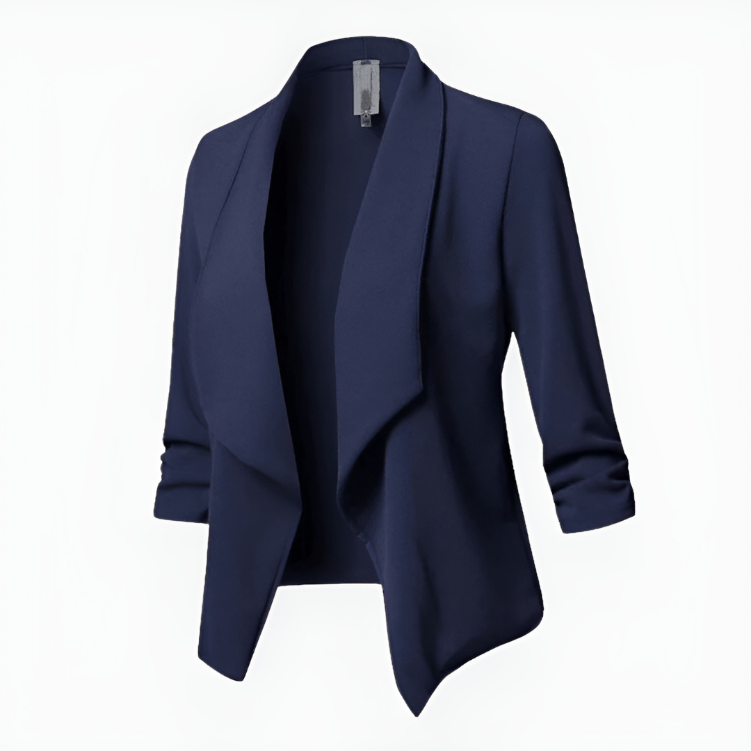 Elegante damesblazer met open voorkant en 3/4-mouwen – CLARISSA GRACE - Glamorix