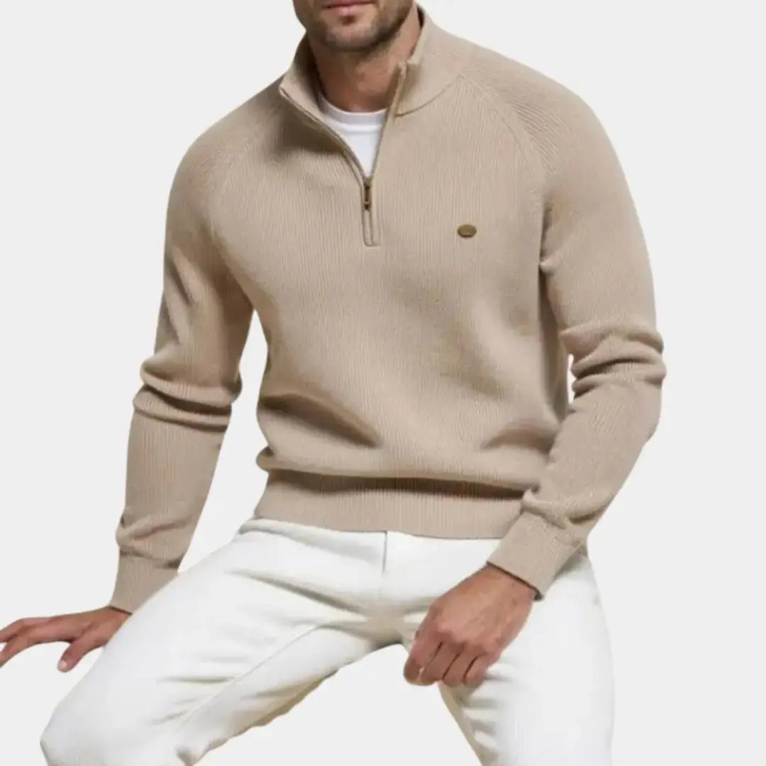 Herensweater met kwartrits en sportieve uitstraling – JORVAN - Glamorix