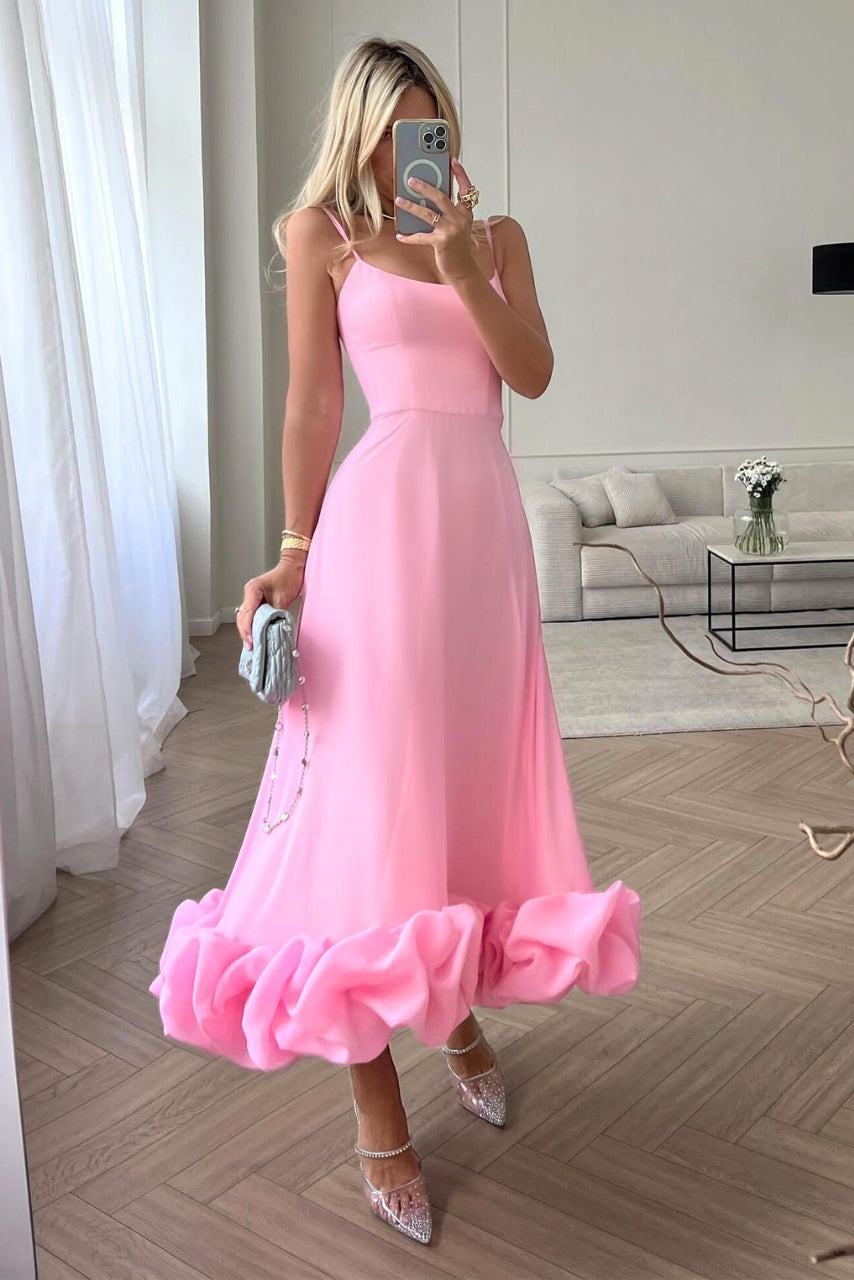 Luchtige maxi-jurk met speelse rucheszoom – AURÉLIA - Glamorix