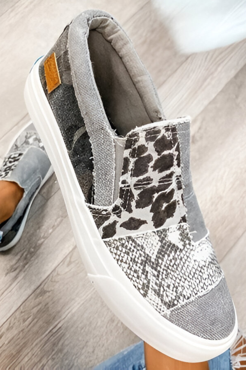 Slip-on dames sneakers met speels patchwork design – LUNARIA STEP - Glamorix