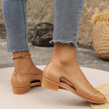 Elegante dames instapschoenen met peep-toe en lage hak – MIRELA STEP - Glamorix