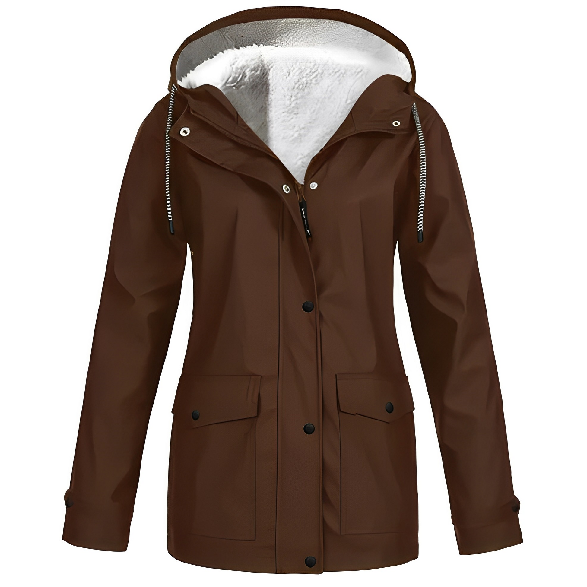 Regenjas met fleecevoering voor dames, duurzame polyesterstof biedt comfort en warmte, waterafstotend – NEOVARA - Glamorix