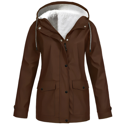 Regenjas met fleecevoering voor dames, duurzame polyesterstof biedt comfort en warmte, waterafstotend – NEOVARA - Glamorix