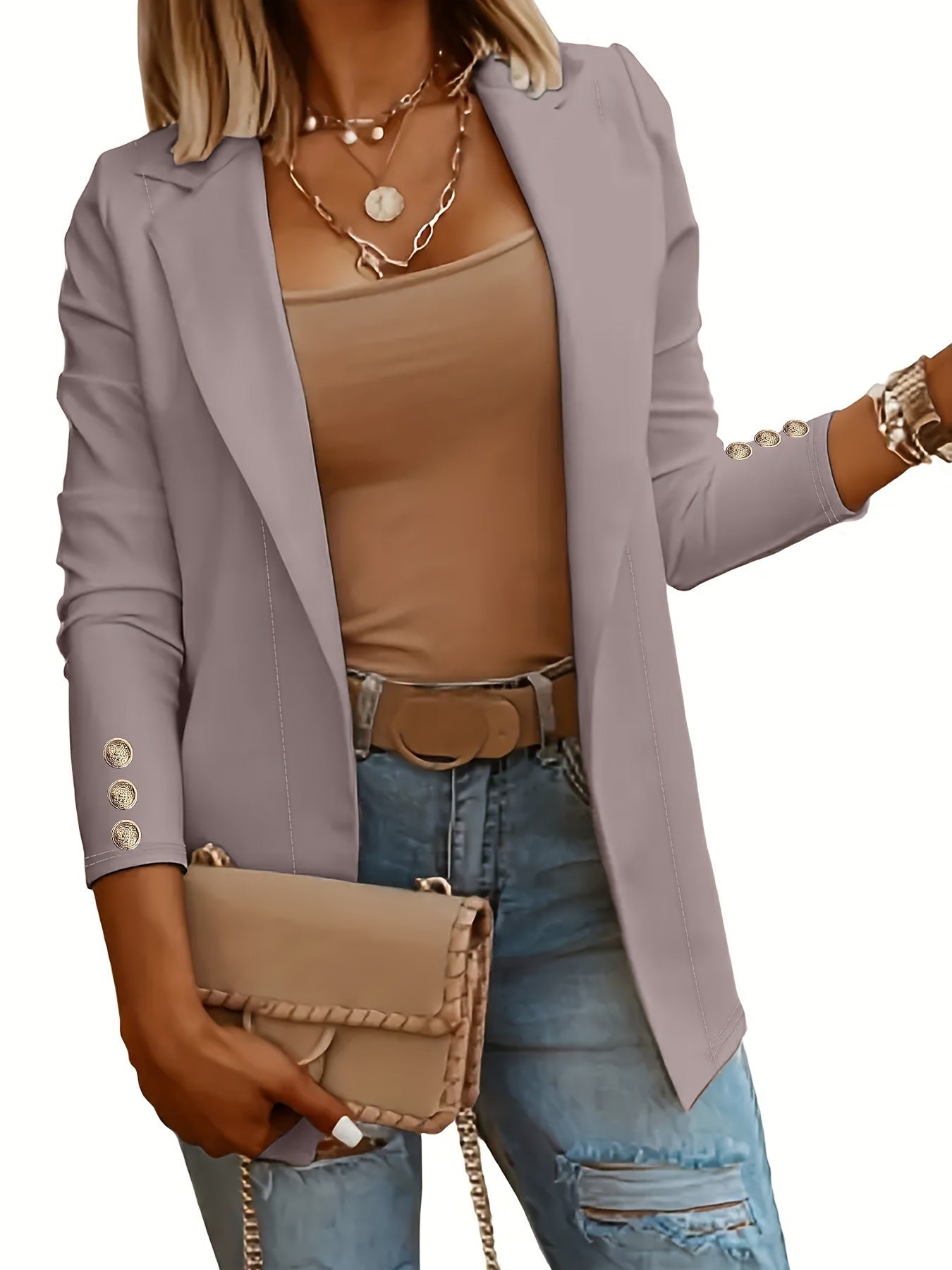 Stijlvolle Damesblazer met Verstelbare Mouwen voor Professionele Kleding – LIA LUXE - Glamorix