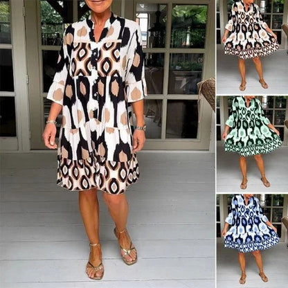 Elegante Zomerjurk met Abstracte Print voor Casual Dagen – LUNA STIJL - Glamorix