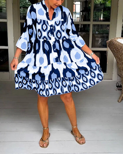 Elegante Zomerjurk met Abstracte Print voor Casual Dagen – LUNA STIJL - Glamorix