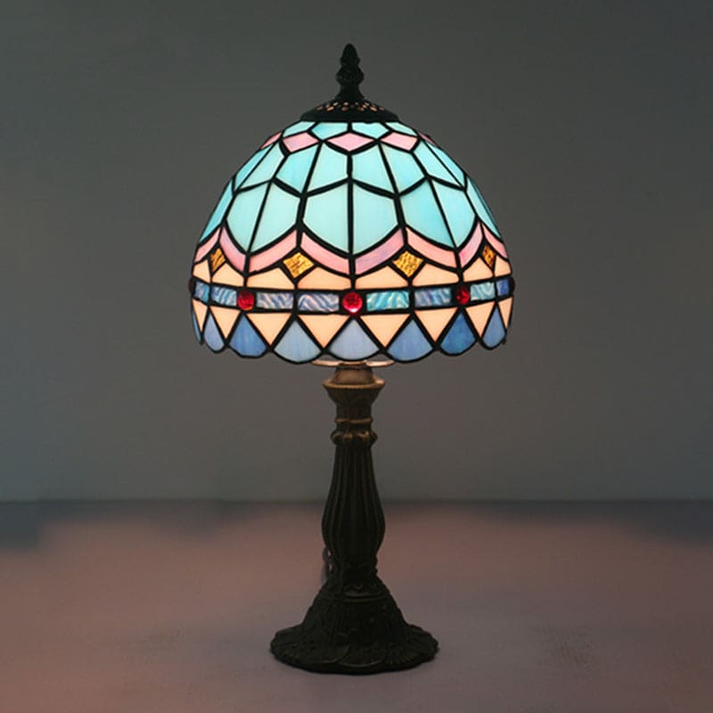 SIENNA - Tiffany vormige lamp van gekleurd glas met loodlijnen