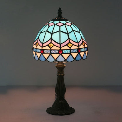 SIENNA - Tiffany vormige lamp van gekleurd glas met loodlijnen
