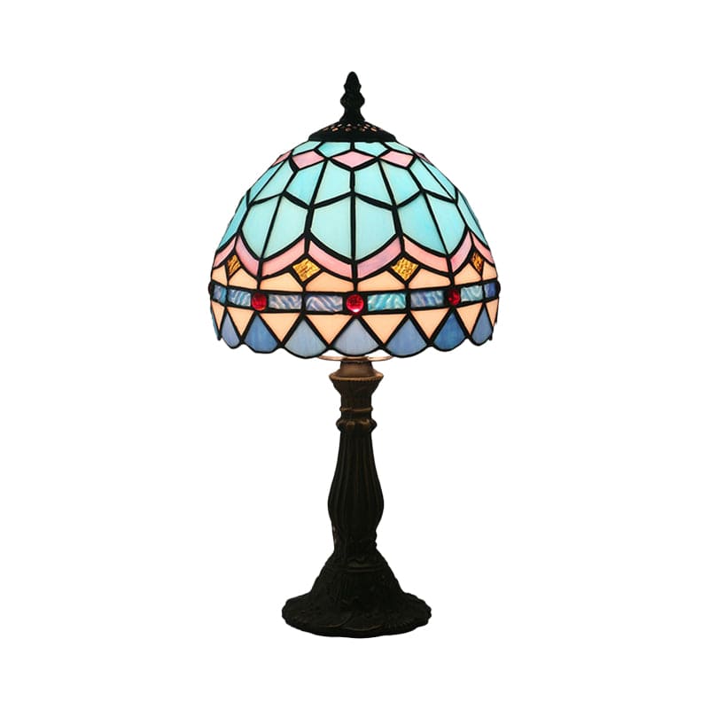 SIENNA - Tiffany vormige lamp van gekleurd glas met loodlijnen